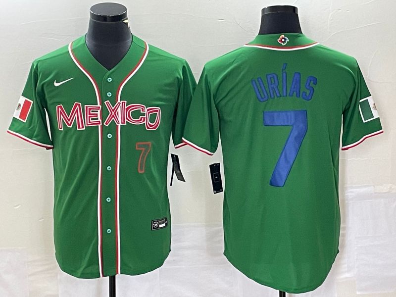 Men 2023 World Cub Mexico #7 Urias Green blue Nike MLB Jersey11